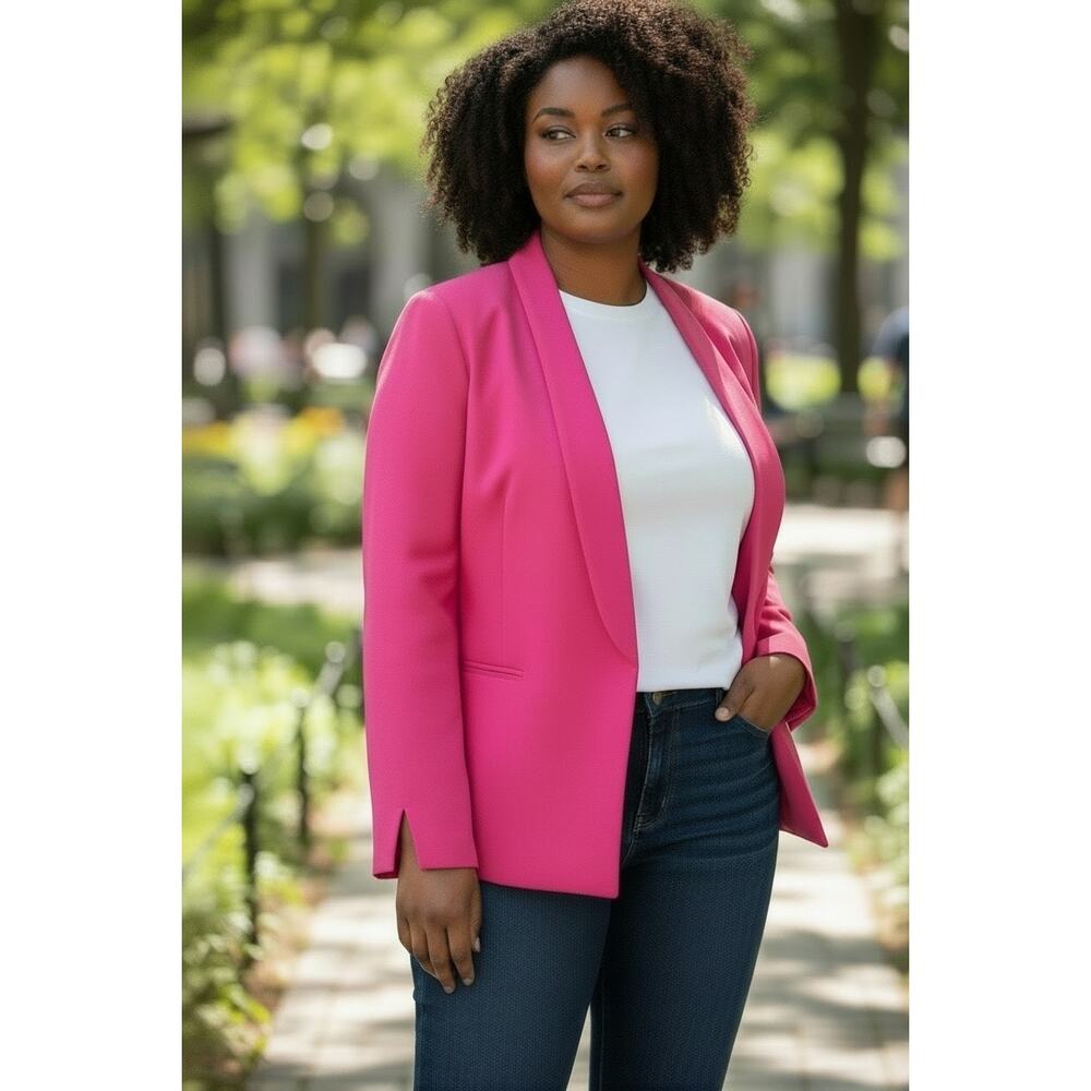 Kasper Pink Blazer Jacket Womens Size 16 NWT Open Front Career Office